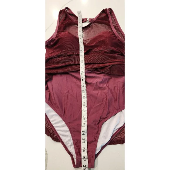 Torrid Underwire Long Mesh Overlay Swim Dress With Brief Violet XL - Picture 8 of 11